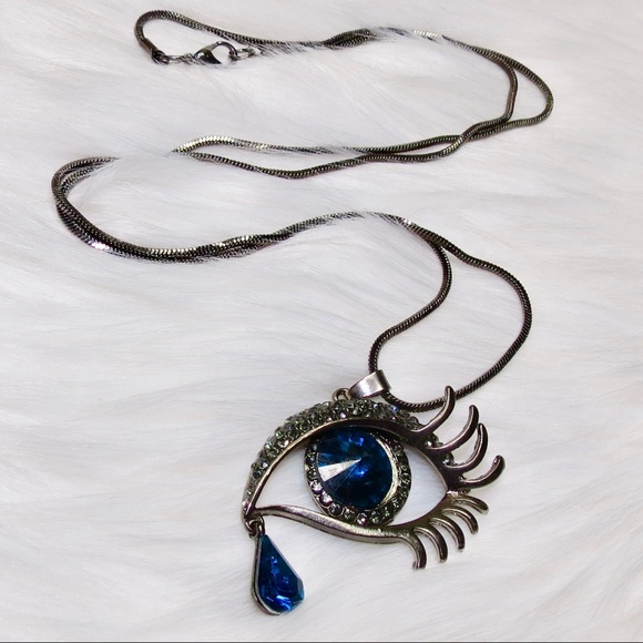 Crystal Eye Tear Drop Necklace - Picture 1 of 3
